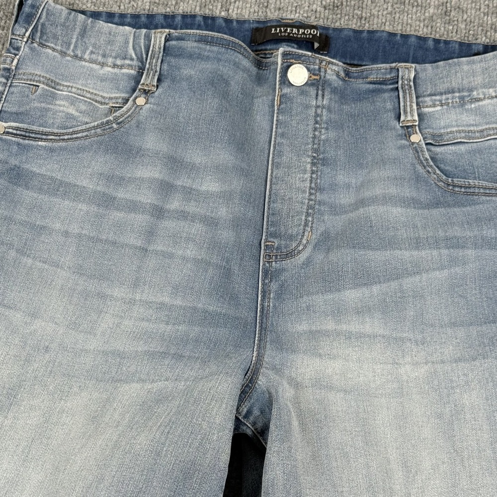Liverpool‎ Jeans Womens 16 Blue Alverstone Gia Glider Contrast Flare Frayed Hem